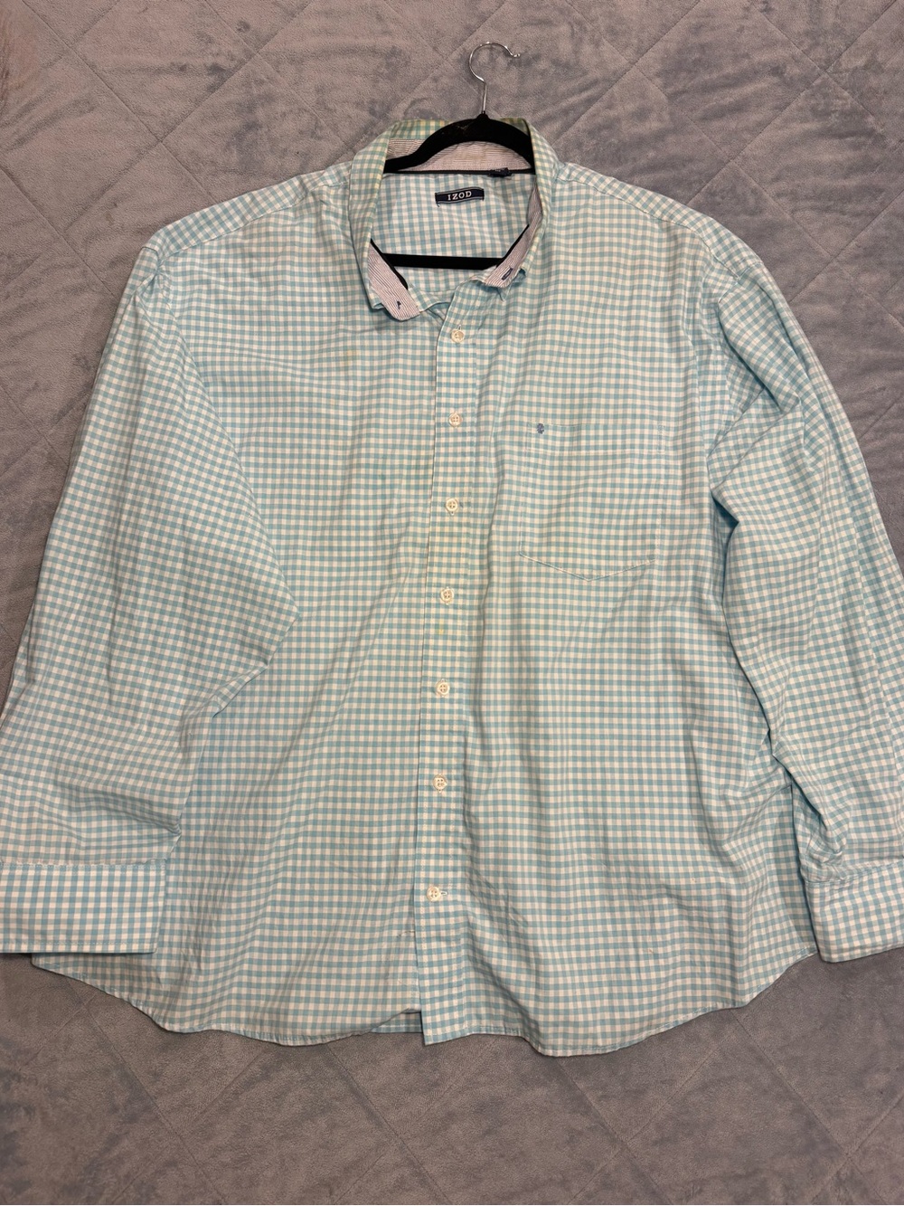 Izod Men’s Blue Gingham Button-Down Shirt